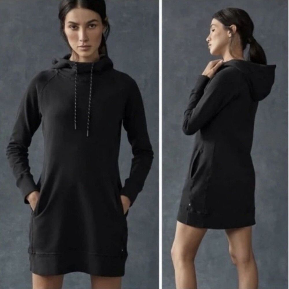 American Giant Hoodie Sweatshirt Dress Women’s Sz M Black Long Sleeve Pockets